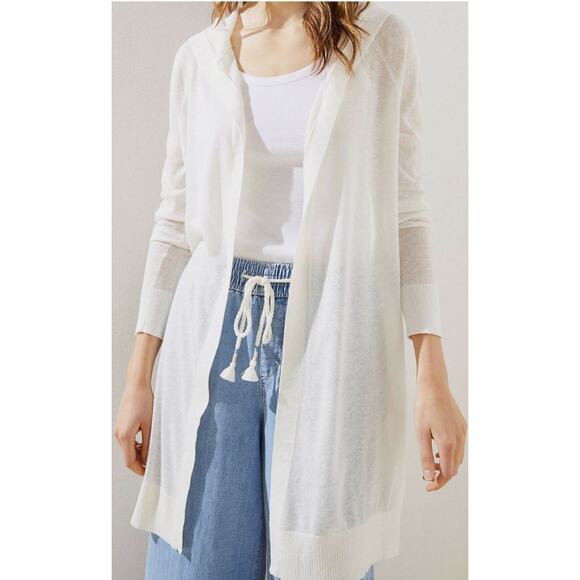 NWT Ann Taylor Loft Long Sleeve Open Cardigan Sweater in Whisper White Women's M - Picture 1 of 7